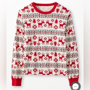 Hanna Andersson Dear Deer Holiday Long John Pajama Top Size L